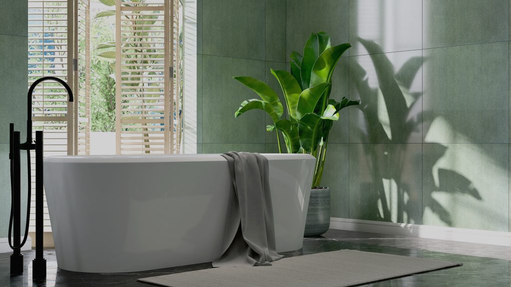 bananier d'intérieur dans une salle de bain