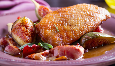 Magret de canard, figues et miel
